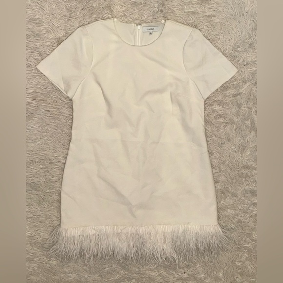 NEW Likely Marullo Feather Hem White Shirt mini Dress sz 8 - Picture 4 of 8